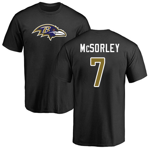Men Baltimore Ravens Black Trace McSorley Name and Number Logo NFL Football #7 T Shirt->nfl t-shirts->Sports Accessory